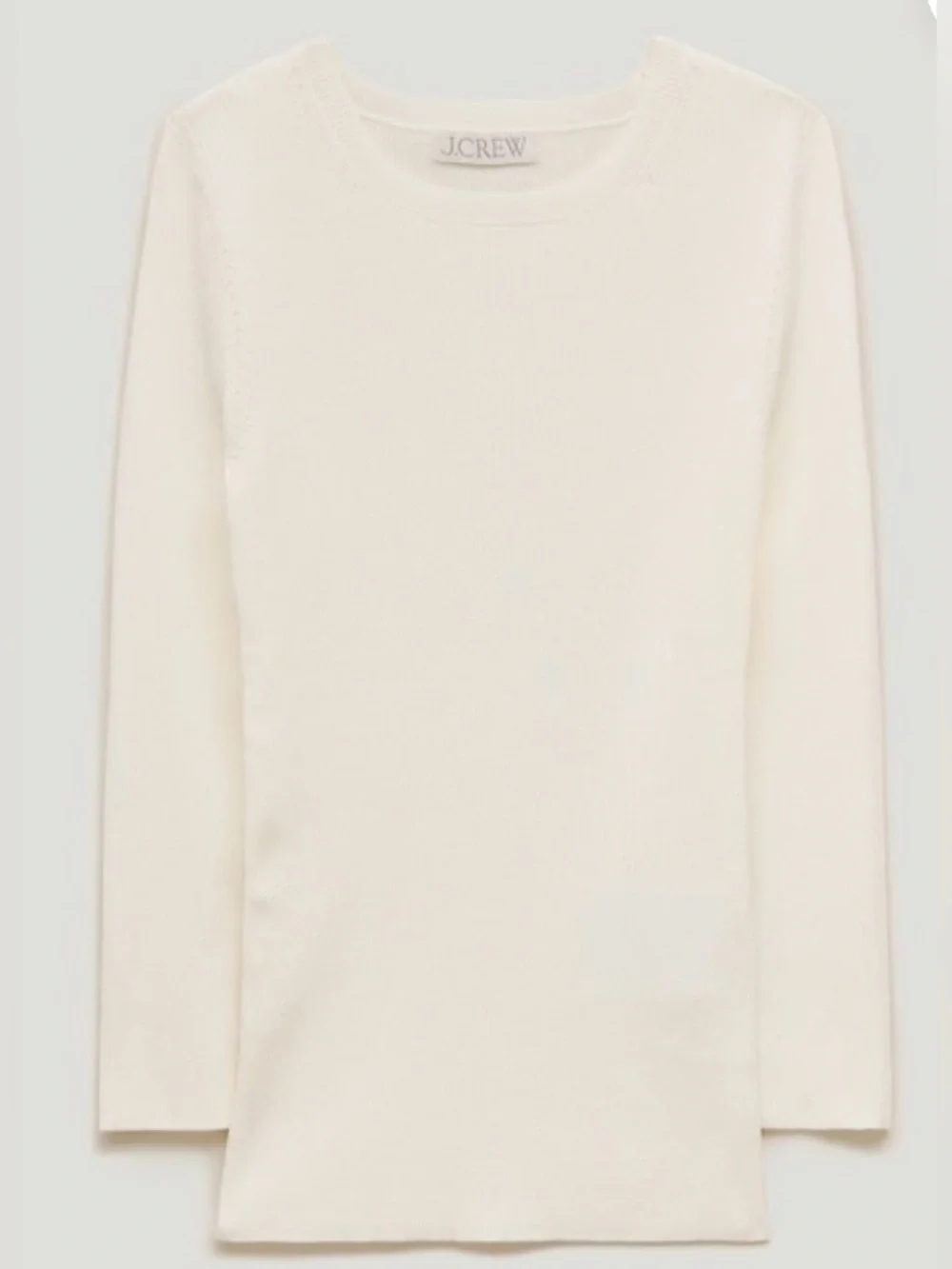 J. Crew Elbow-sleeve ribbed sweater Ivory M
